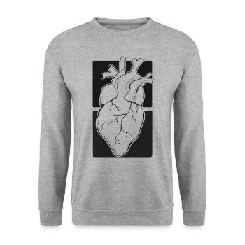 Conception de tatouage d’orgue / cœur noir et blanc - Sweat-shirt Unisexe - gris chiné - Devant - Alina (178cm) & Michal (187cm)