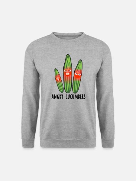Angry cucumbers,cucumber,angry,comic - Unisex Pullover - Weißgrau meliert