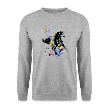 pferd,malerei,bunt, pferde,graffiti,Sterne - Unisex Pullover - Weißgrau meliert - Vorne - Alina (178cm) & Michal (187cm)