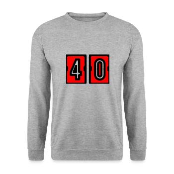 40. 40 YEARS. 40th ANNIVERSARY. BIRTHDAY 40 YEARS. - Unisex Sweatshirt - salt & pepper - Front - Alina (178cm) & Michal (187cm)