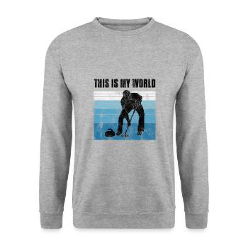 Curling is my world Curler Eisstockschießen - Unisex Sweatshirt - salt & pepper - Front - Alina (178cm) & Michal (187cm)