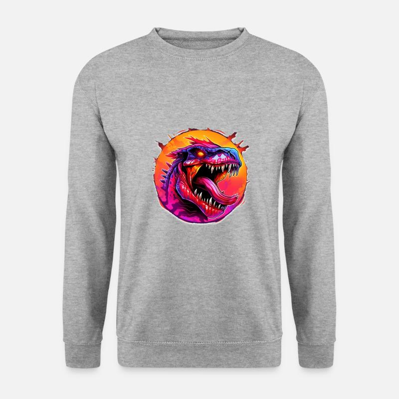 Dino T-Rex Design Comic - Unisex Pullover - Weißgrau meliert