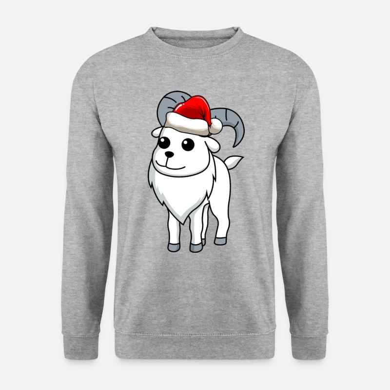 Bergziege Comic Weihnachten - Unisex Pullover - Weißgrau meliert