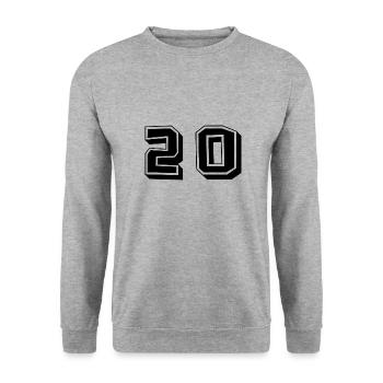 20. 20 ANS. 20e ANNIVERSAIRE. ANNIVERSAIRE 20 ANS. - Sweat-shirt Unisexe - gris chiné - Devant - Alina (178cm) & Michal (187cm)