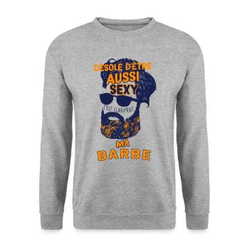 Barbu Et Sexy Humour Homme Papa - Sweat-shirt Unisexe - gris chiné - Devant - Alina (178cm) & Michal (187cm)