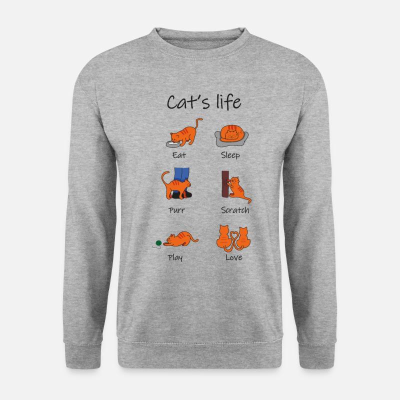 Katzenleben1 - Unisex Pullover - Weißgrau meliert