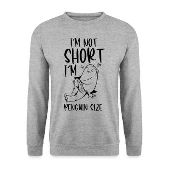 Je ne suis pas petit je suis pingouin taille - Sweat-shirt Unisexe - gris chiné - Devant - Alina (178cm) & Michal (187cm)