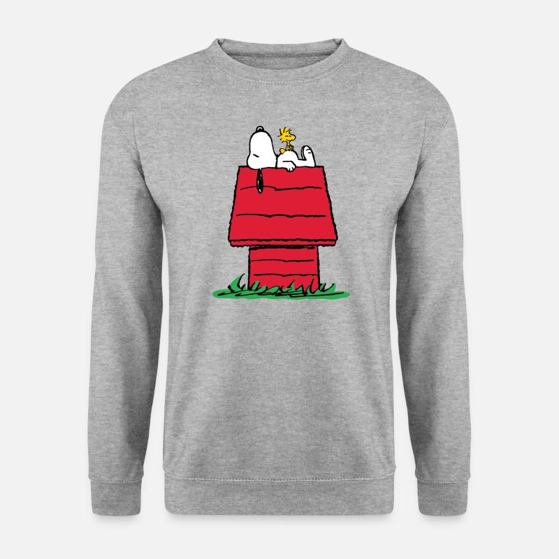Peanuts Snoopy Und Die Hundehütte - Unisex Pullover - Weißgrau meliert