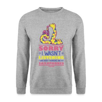 Désolé, je n’écoutais pas, j’étais occupé à penser - Sweat-shirt Unisexe - gris chiné - Devant - Alina (178cm) & Michal (187cm)