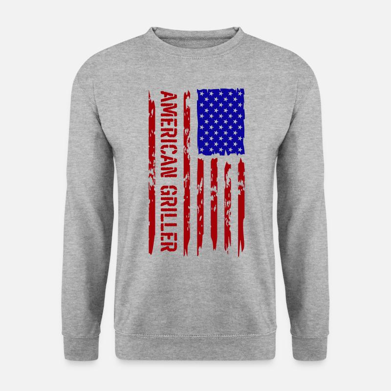 AMERIKANISCHER GRILLER - Unisex Pullover - Weißgrau meliert