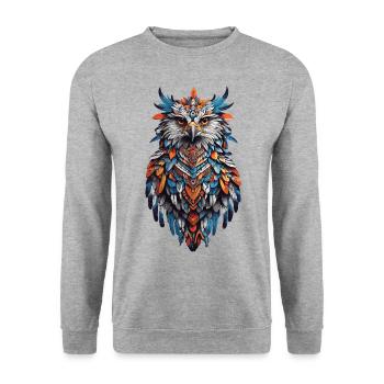 Spiritueller Adlergeist Spirit & Indianerfedern - Unisex Pullover - Weißgrau meliert - Vorne - Alina (178cm) & Michal (187cm)