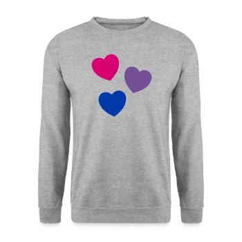 Hearts Bi Flag Colors Subtle Pride - Unisex Sweatshirt - salt & pepper - Front - Alina (178cm) & Michal (187cm)