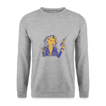 Roboter Mensch - Unisex Pullover - Weißgrau meliert - Vorne - Alina (178cm) & Michal (187cm)