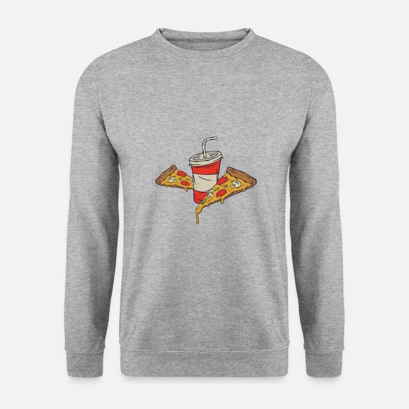 Pizza mit Getränk - Unisex Pullover - Weißgrau meliert