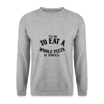 Its ok to eat a whole Pizza by yourself - Unisex Sweatshirt - salt & pepper - Front - Alina (178cm) & Michal (187cm)
