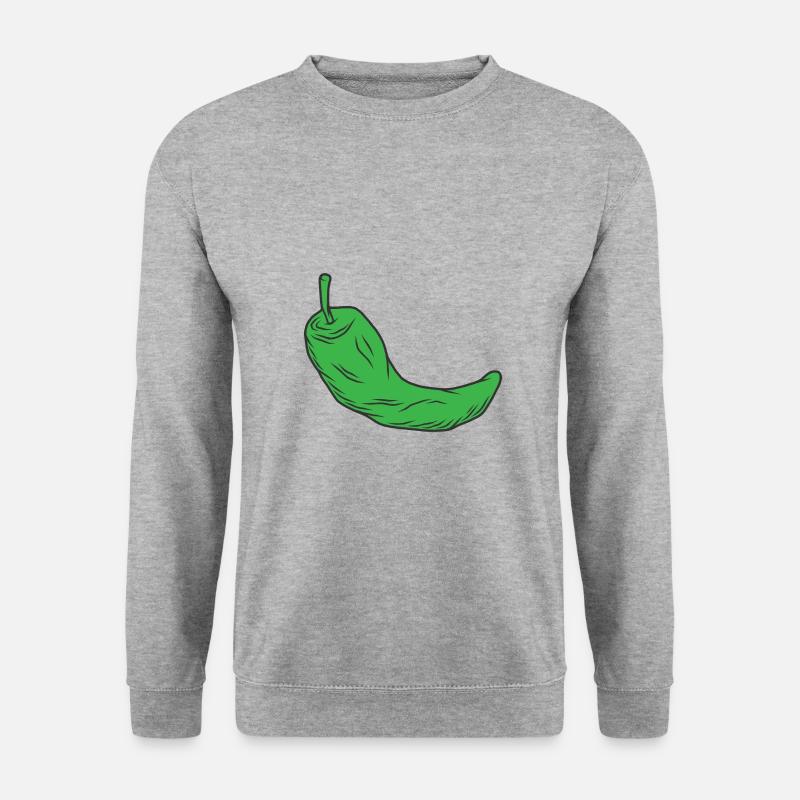 Chili grün - Unisex Pullover - Weißgrau meliert