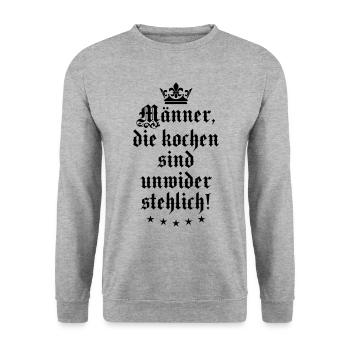 07 Männer die kochen sind unwiderstehlich Koch - Unisex Pullover - Weißgrau meliert - Vorne - Alina (178cm) & Michal (187cm)