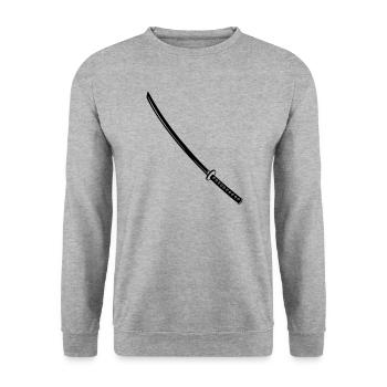 Katana sabre japonais - Sweat-shirt Unisexe - gris chiné - Devant - Alina (178cm) & Michal (187cm)