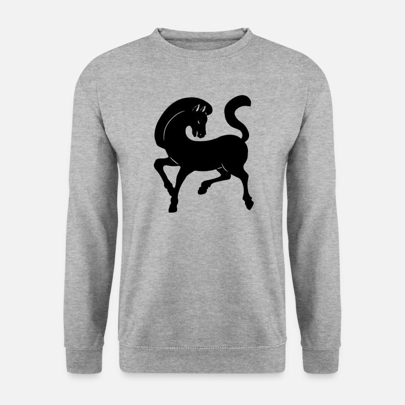 Pferdeschattenbild Jahr des Pferdes - Unisex Pullover - Weißgrau meliert