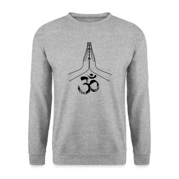 Namaste ohm - Unisex Sweatshirt - salt & pepper - Front - Alina (178cm) & Michal (187cm)