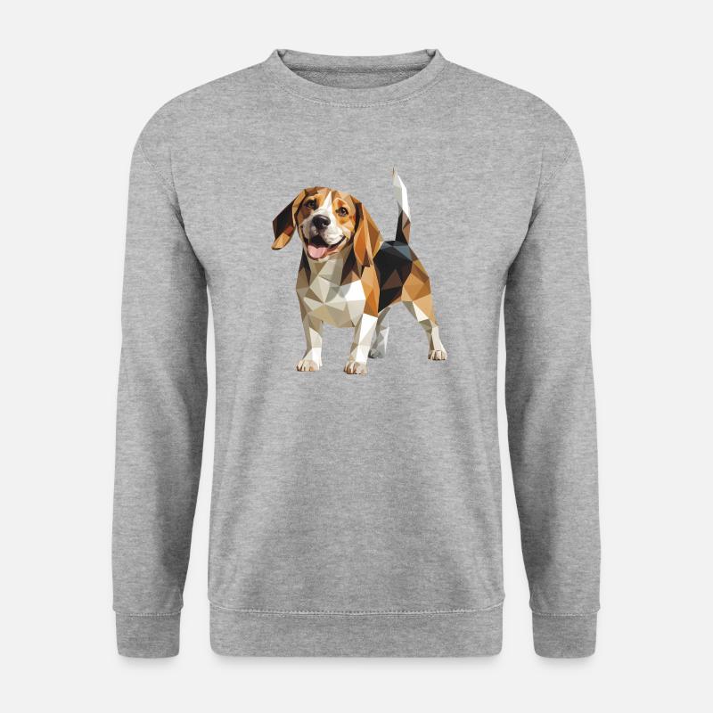 Beagle - Cooles Low Poly Logo - Unisex Pullover - Weißgrau meliert