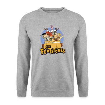 The Flintstones Bedrock Magic Cauldron Chaos - Unisex Sweatshirt - salt & pepper - Front - Alina (178cm) & Michal (187cm)
