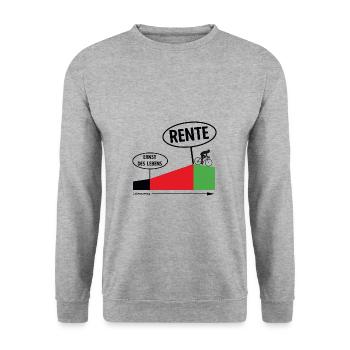 Rente Fahrrad originelles Rentner Shirt Radfahrer - Unisex Pullover - Weißgrau meliert - Vorne - Alina (178cm) & Michal (187cm)
