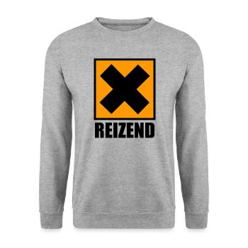 Reizend / Chemie / Gafahrensymbol - Unisex Pullover - Weißgrau meliert - Vorne - Alina (178cm) & Michal (187cm)