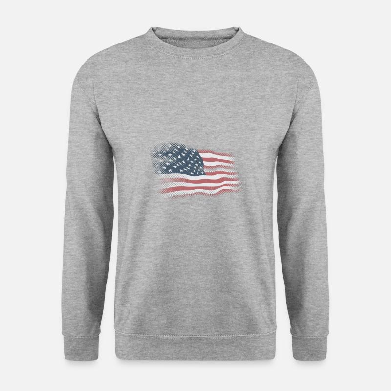 USA Flagge - Unisex Pullover - Weißgrau meliert