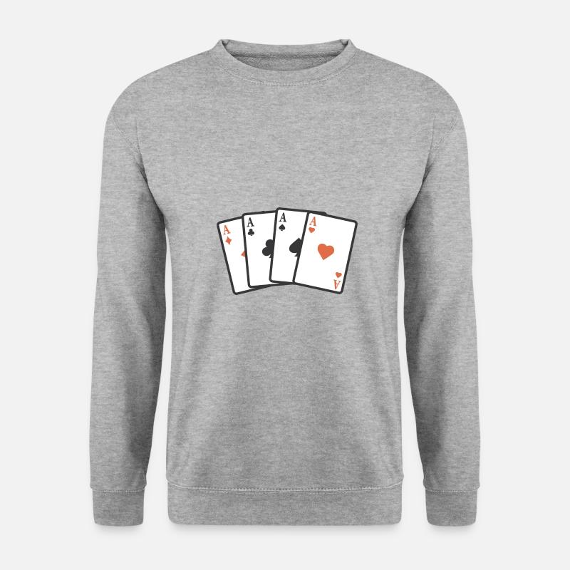 Karten Ass - Unisex Pullover - Weißgrau meliert