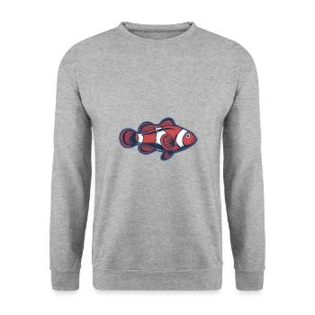 Clownfisch - Unisex Pullover - Weißgrau meliert - Vorne - Alina (178cm) & Michal (187cm)