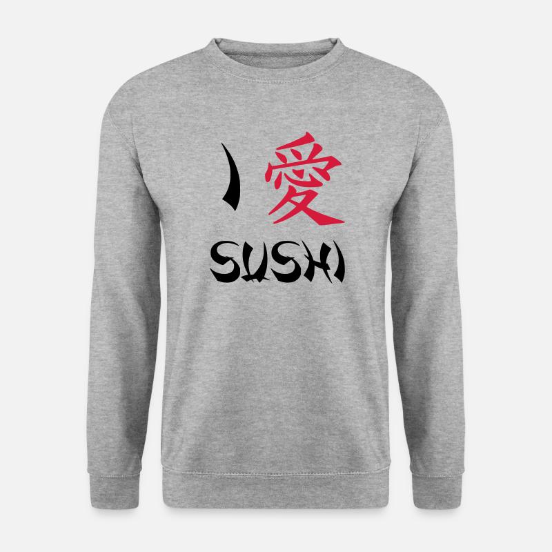 Ich liebe Sushi - Unisex Pullover - Weißgrau meliert