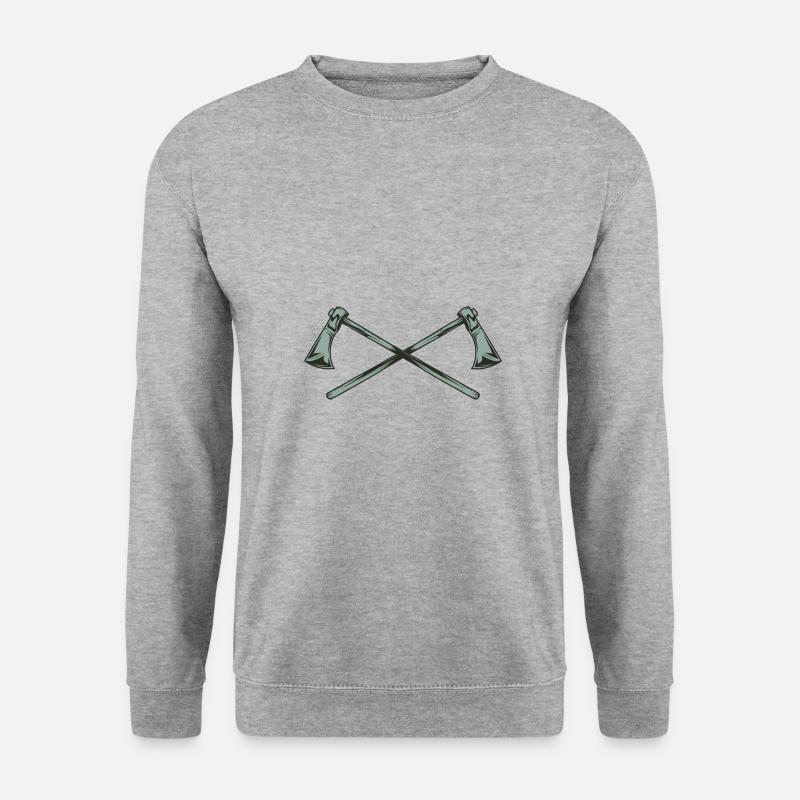 Beil gekreuzt - Unisex Pullover - Weißgrau meliert