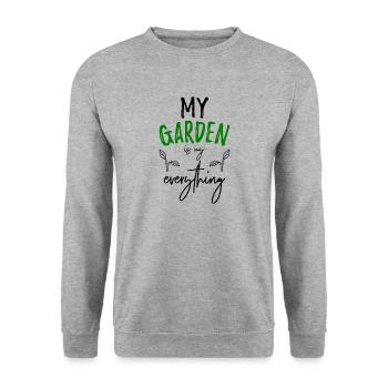 Garten Gartenarbeit Natur Geschenk Spruch Garten - Unisex Pullover - Weißgrau meliert - Vorne - Alina (178cm) & Michal (187cm)