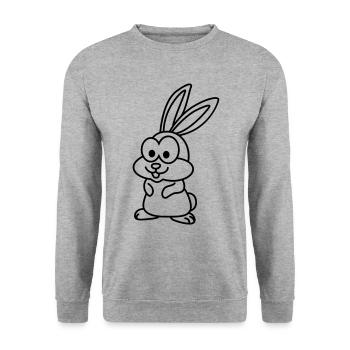 Rabbit Comic Animal - Unisex Sweatshirt - salt & pepper - Front - Alina (178cm) & Michal (187cm)