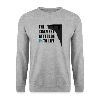 Das Verrückteste gefühl Klippenspringen - Unisex Pullover - Weißgrau meliert - Vorne - Alina (178cm) & Michal (187cm)