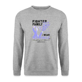 Cancer de l’œsophage du ruban de pervenche en avril - Sweat-shirt Unisexe - gris chiné - Devant - Alina (178cm) & Michal (187cm)