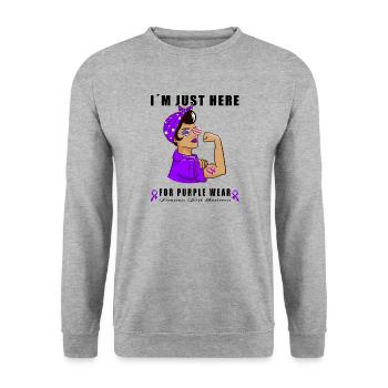 Arc violet conscient de la naissance prématurée - Sweat-shirt Unisexe - gris chiné - Devant - Alina (178cm) & Michal (187cm)