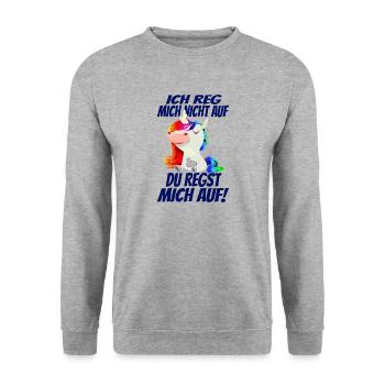 Ich reg mich nicht auf sondern Du! Regenbogen - Unisex Pullover - Weißgrau meliert - Vorne - Alina (178cm) & Michal (187cm)