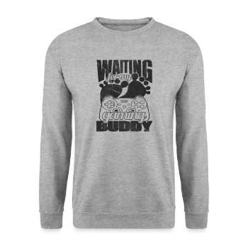En attendant mon copain de jeu - Expectant Father - - Sweat-shirt Unisexe - gris chiné - Devant - Alina (178cm) & Michal (187cm)