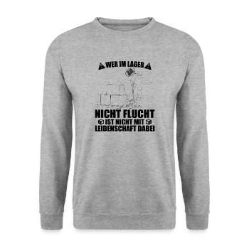 Lager - Wer nicht Flucht ist nicht mit - Unisex Pullover - Weißgrau meliert - Vorne - Alina (178cm) & Michal (187cm)