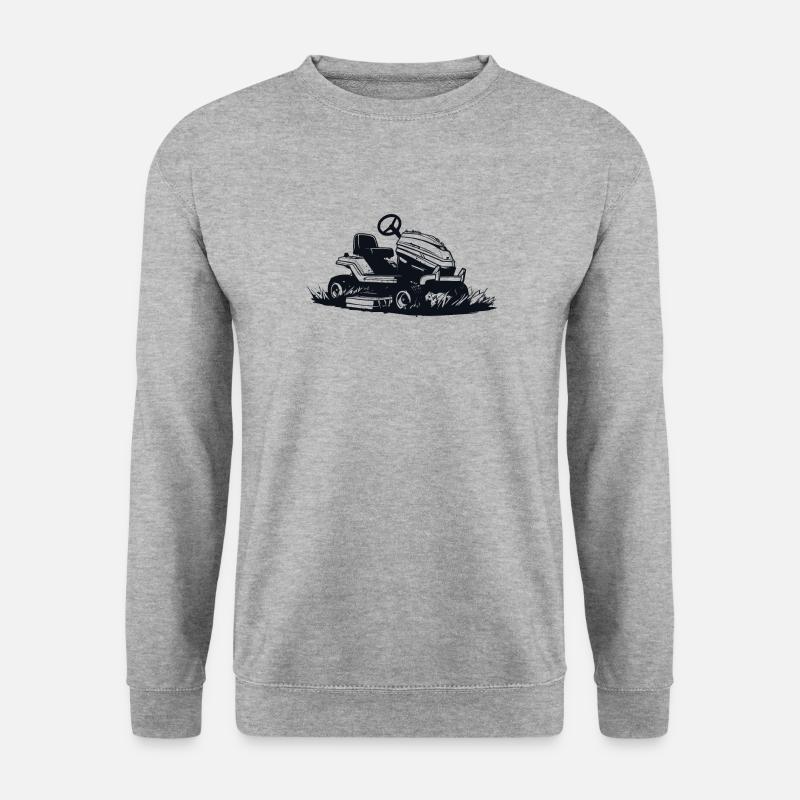 Lustiger Rasenmäher - Unisex Pullover - Weißgrau meliert