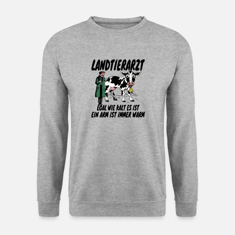 "Egal wie kalt es ist" Landtierarzt - Unisex Pullover - Weißgrau meliert