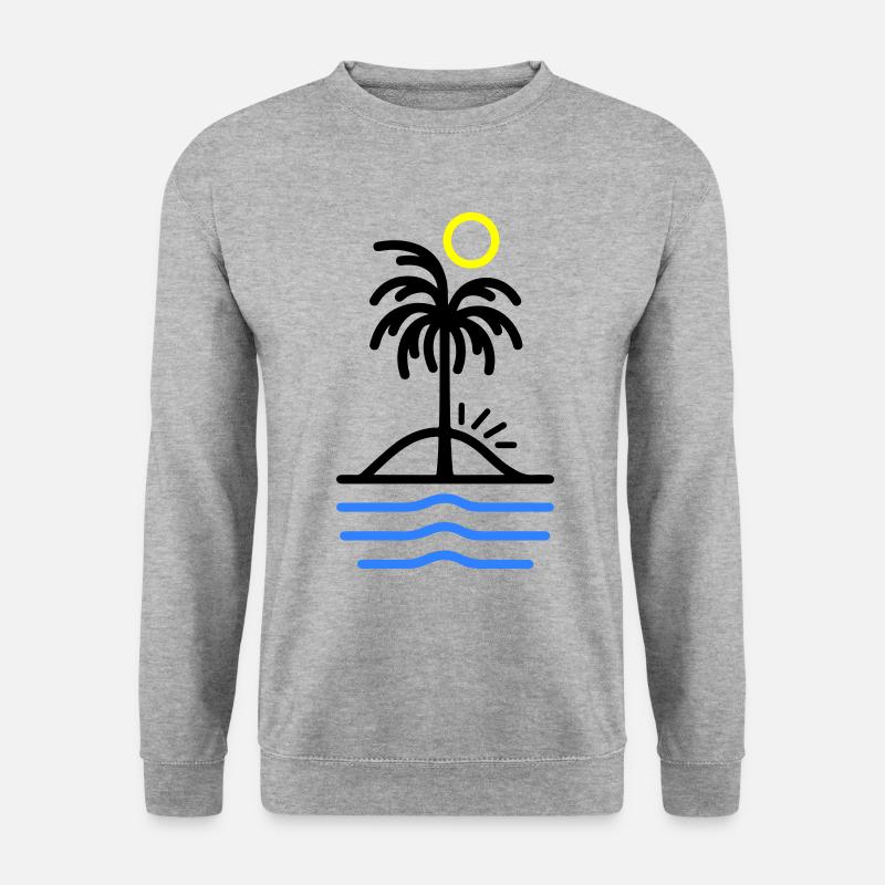 Palmen Insel - Unisex Pullover - Weißgrau meliert