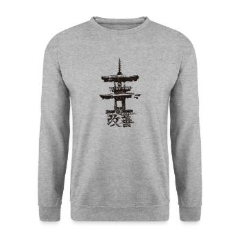 Hiragana Katakana Kaizen-methode Kaizen - Unisex Pullover - Weißgrau meliert - Vorne - Alina (178cm) & Michal (187cm)