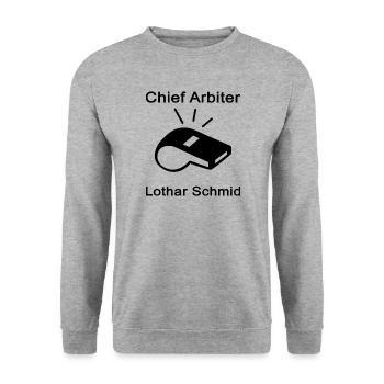 Chief Arbiter - Lothar Schmid Pfeife - Unisex Pullover - Weißgrau meliert - Vorne - Alina (178cm) & Michal (187cm)
