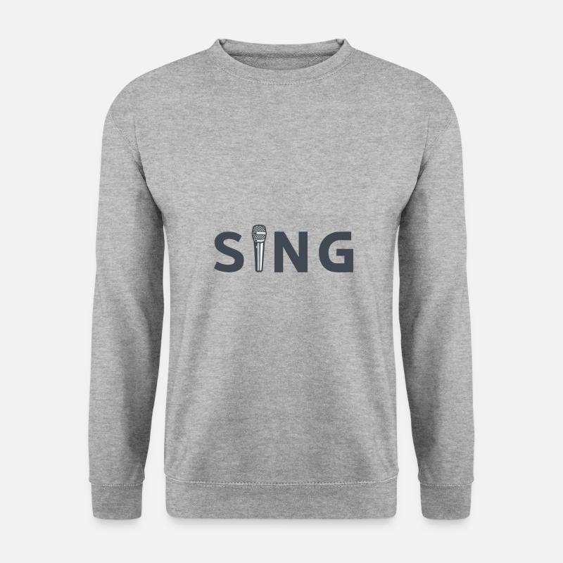 Sing Mikrofon - Unisex Pullover - Weißgrau meliert