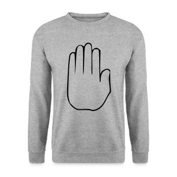 Emoji Stopp Skizze schwarz - Unisex Pullover - Weißgrau meliert - Vorne - Alina (178cm) & Michal (187cm)