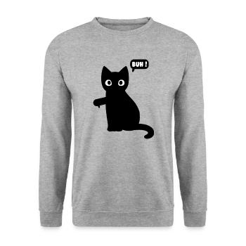 Bande dessinée de dessin animé de chat - Sweat-shirt Unisexe - gris chiné - Devant - Alina (178cm) & Michal (187cm)