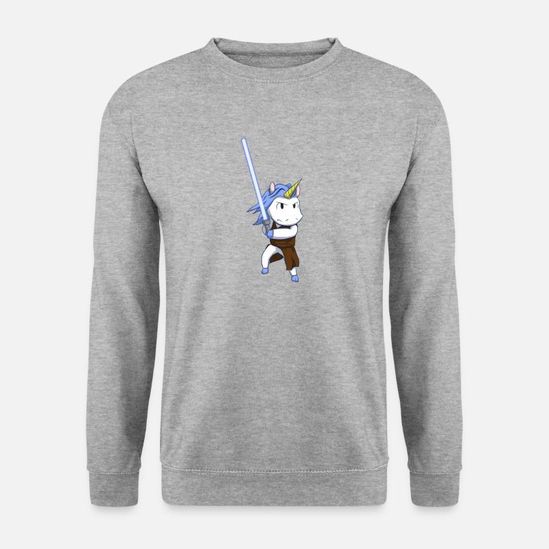 Space Unicorn Lightsaber - Lichtschwert Einhorn - Unisex Pullover - Weißgrau meliert